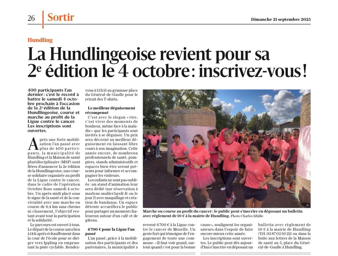 🎀 OCTOBRE ROSE À HUNDLING 2024