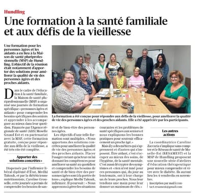 Éducation à la santé familiale – Spécial PERSONNES AGÉES ET AIDANTS