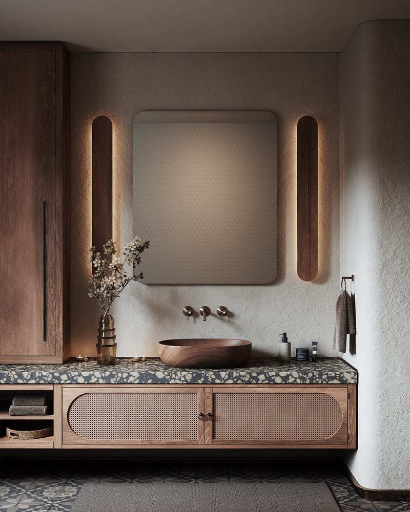 Japandi + Modern Organic Bathroom 