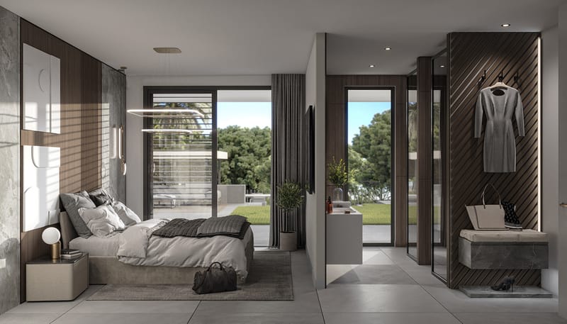 Exterior and interior of the villa