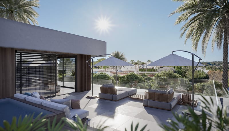 Exterior and interior of the villa