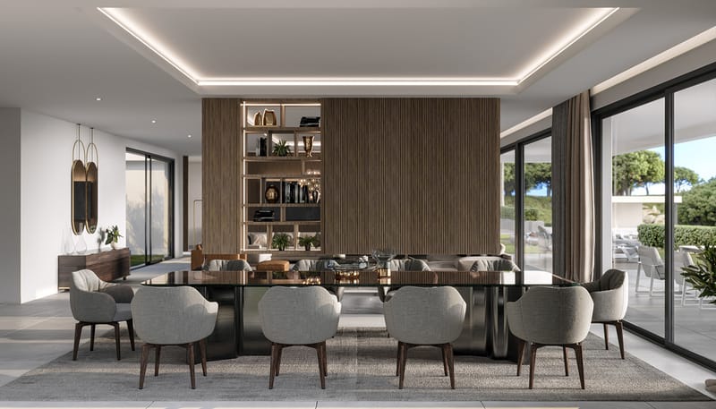 Exterior and interior of the villa