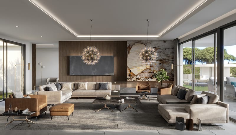 Exterior and interior of the villa