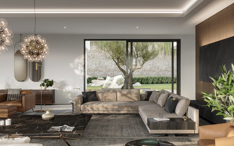 Exterior and interior of the villa