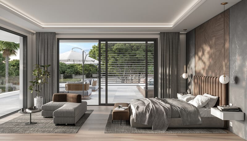 Exterior and interior of the villa