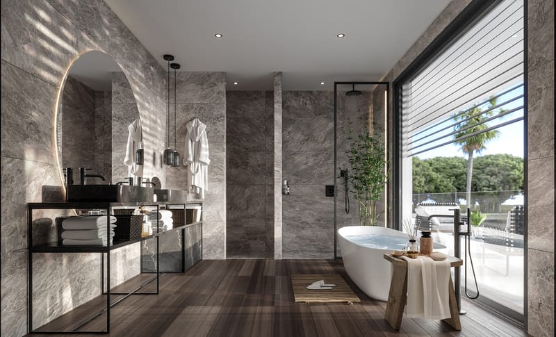 Exterior and interior of the villa