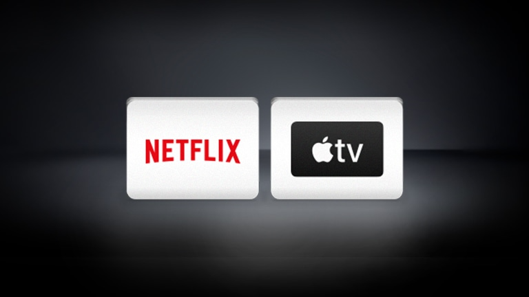 Le logo Netflix et le logo Apple TV sont disposés horizontalement sur un arrière-plan noir.