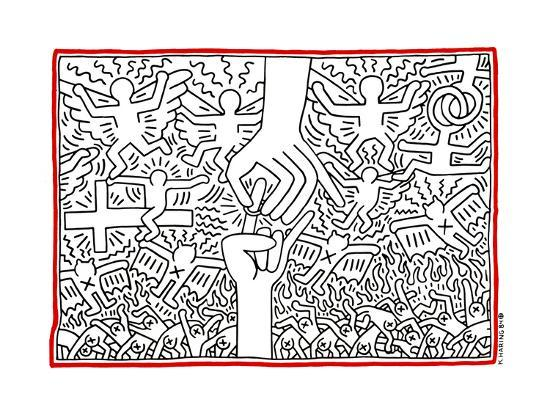 Tapis d’après Keith Haring The Marriage of Heaven and Hell noué à la main en laine sur coton dimensions 300 x 200 cm