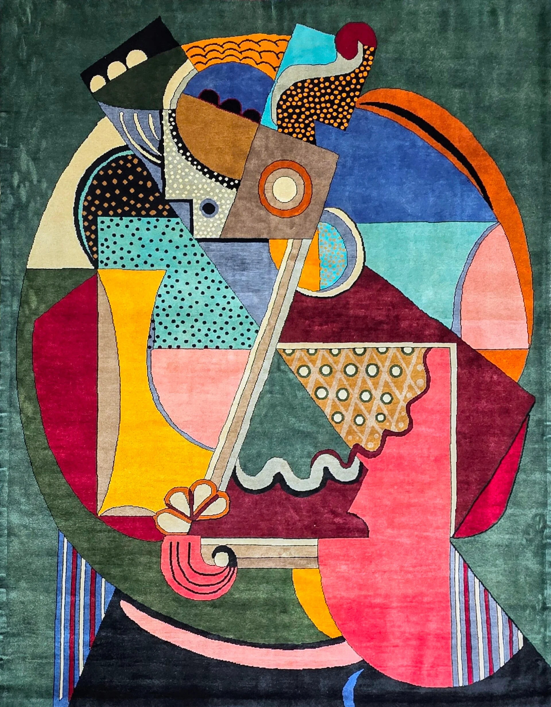 Tapis d’après Auguste Herbin Composition Danseuse 1919 noué à la main en laine mérinos sur coton dimensions 260 x 205 cm