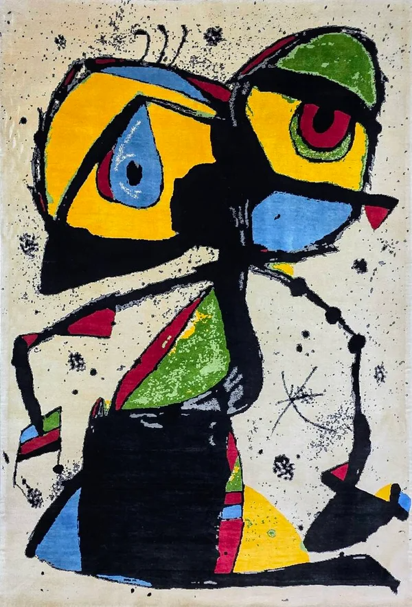 Tapis d’après Joan Miró The Dreaming Bee noué à la main en laine mérinos sur coton dimensions 300 x 200 cm