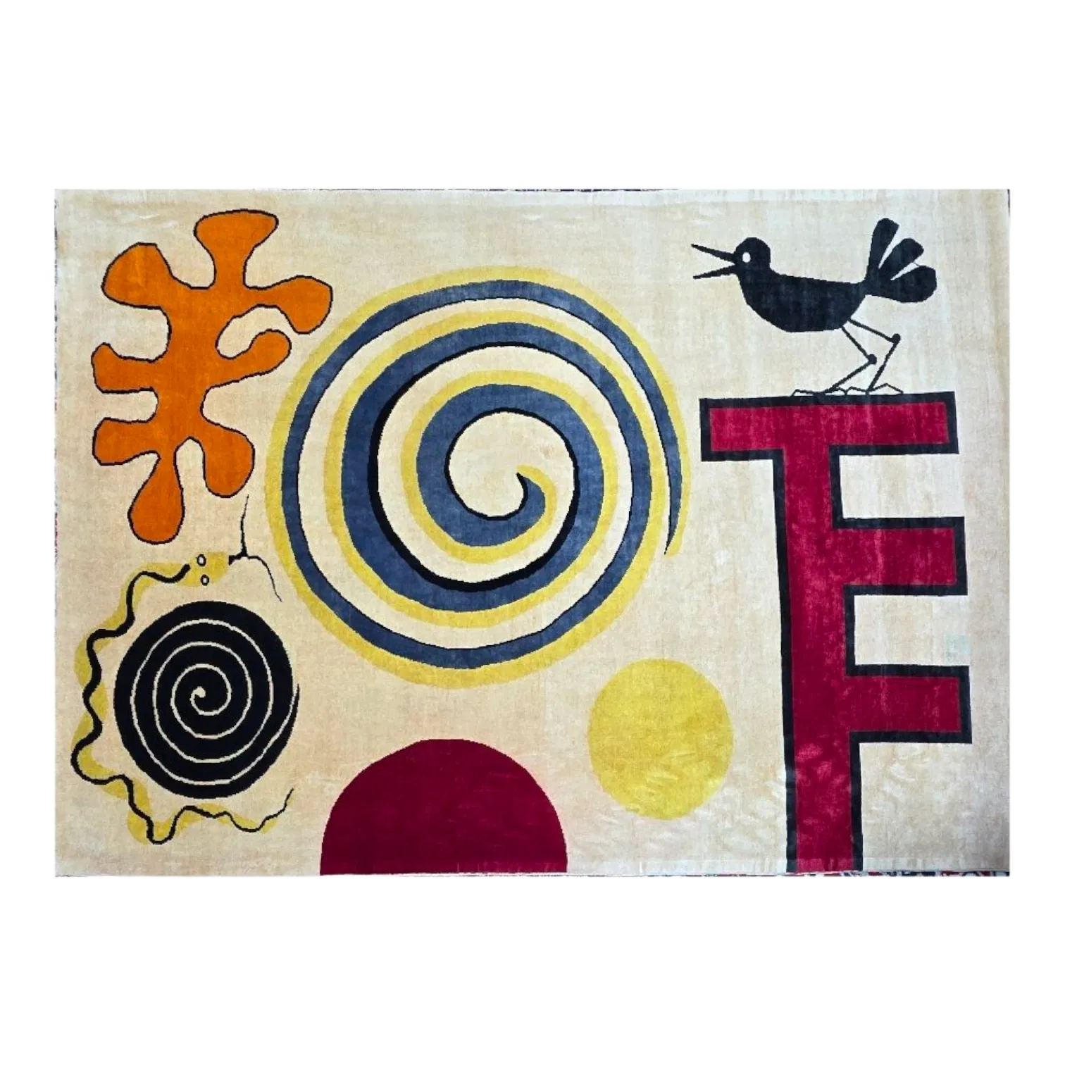 Tapis d’après Alexander Calder The Gamblers noué à la main en laine mérinos sur coton dimensions 240 x 170 cm