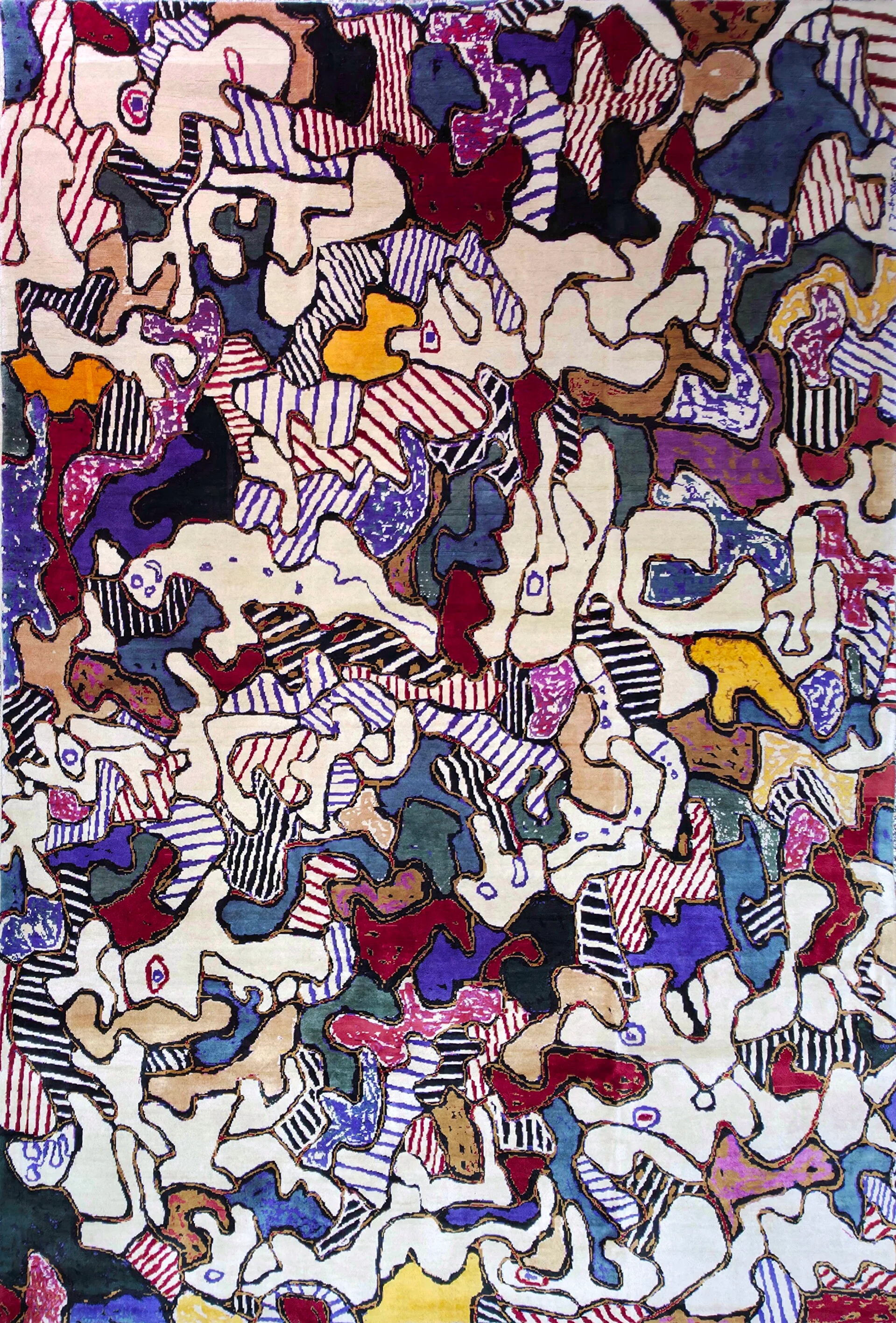Tapis d’après Jean Dubuffet Opéra Bobèche 1963 noué à la main en laine sur coton dimensions 290 x 200 cm