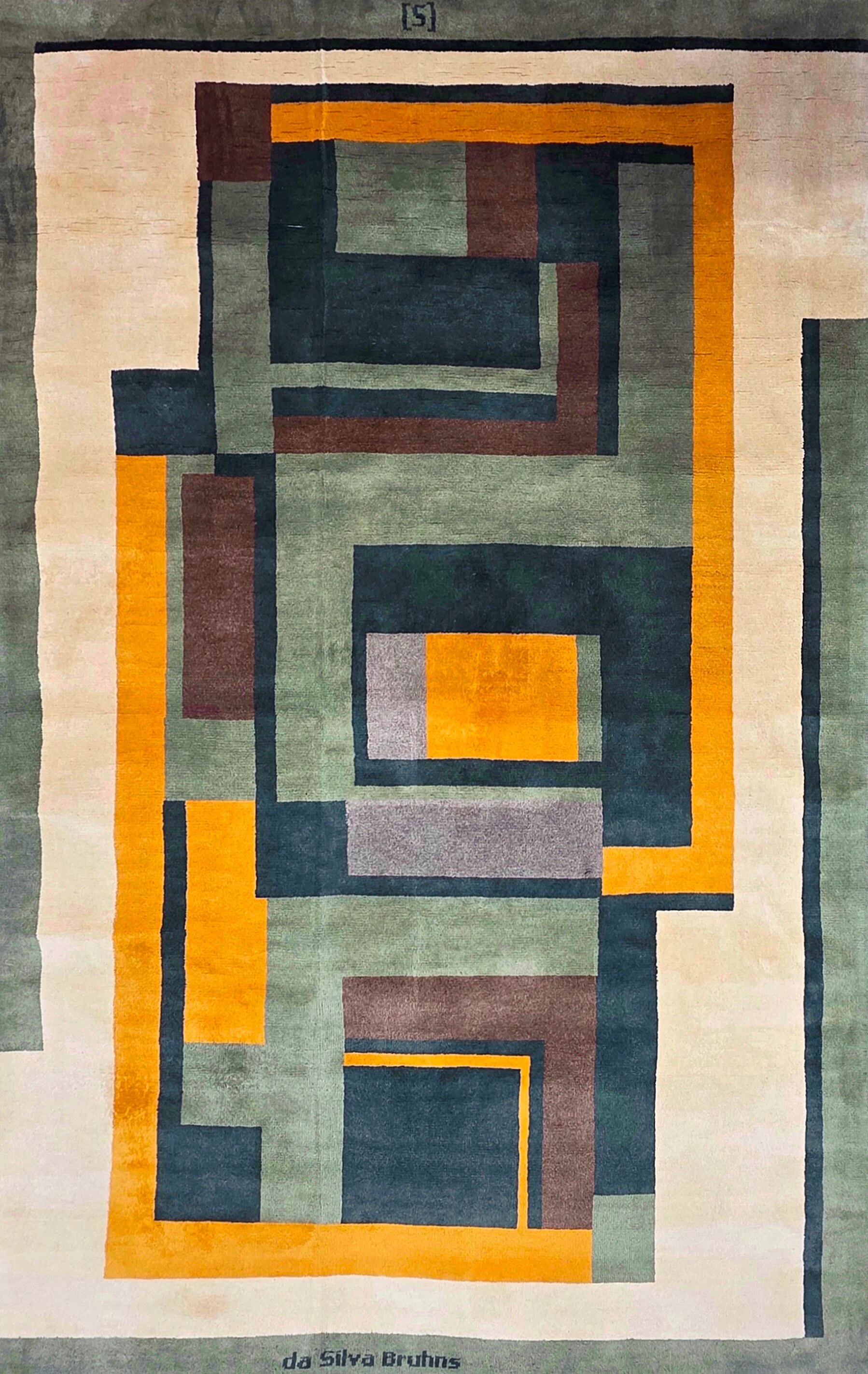 Tapis inspiré d’Ivan da Silva Bruhns noué à la main en laine sur coton dimensions 250 x 165 cm