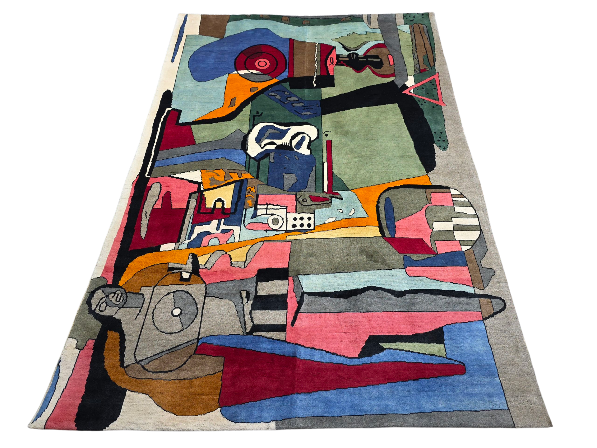 Tapis d’après Le Corbusier Composition Nature morte figure noué à la main en laine et soie sur coton dimensions 295 x 200 cm 116 x 79 in
