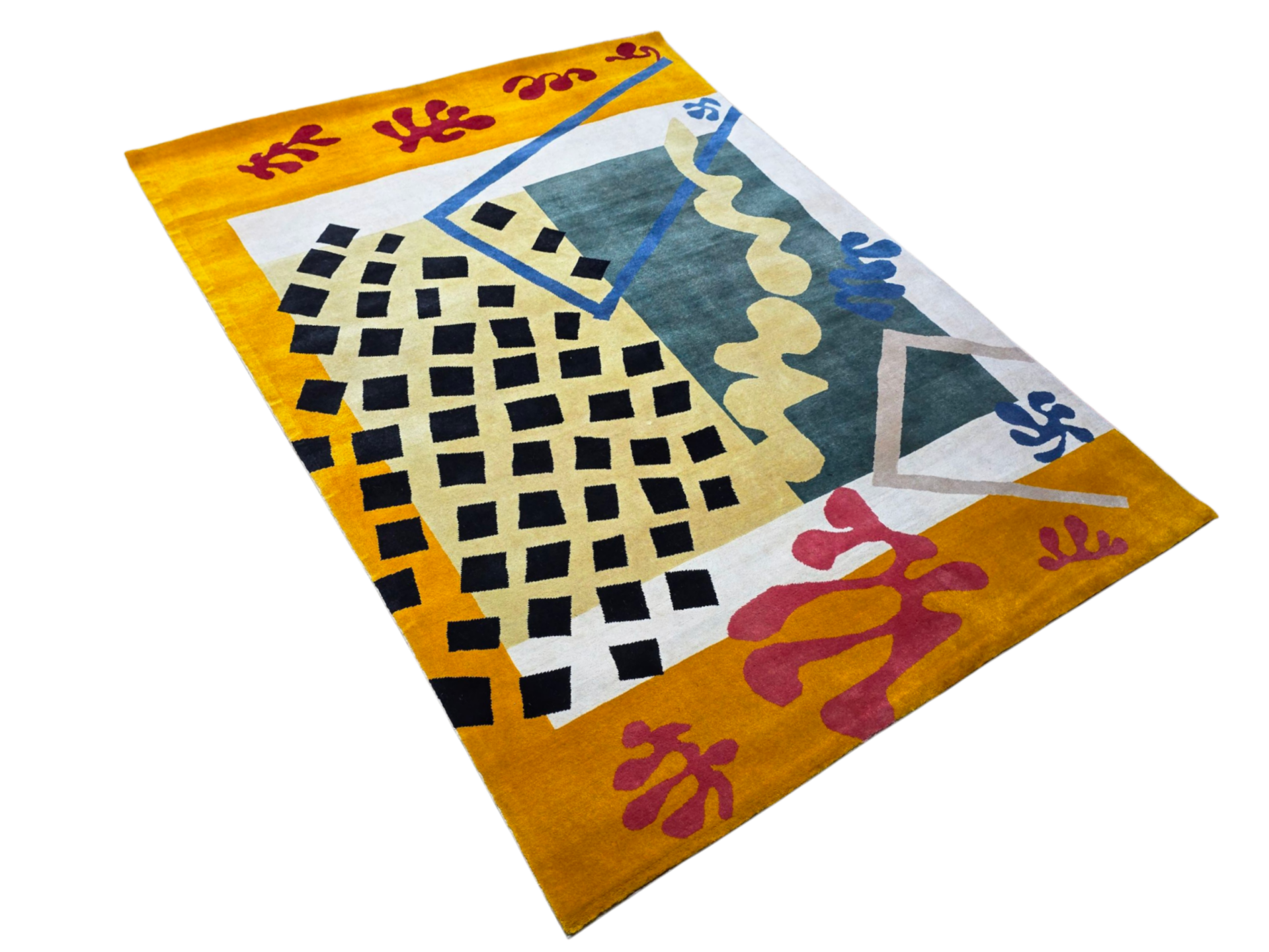 Tapis d’après Henri Matisse Les Codomas Jazz noué à la main en laine sur coton dimensions 260 x 195 cm 102 x 77 in