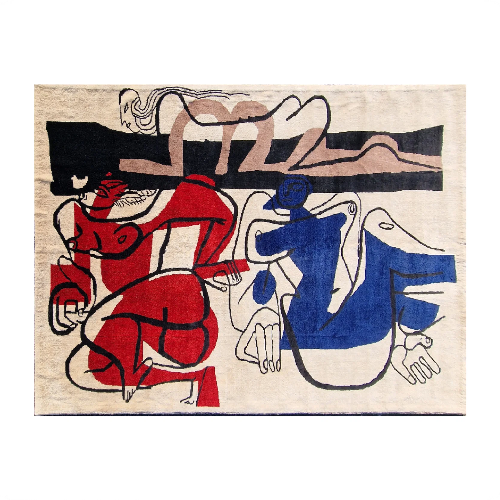 Tapis Le Corbusier Trois Femmes 1950 noué à la main en laine soyeuse sur coton dimensions 250 x 200 cm 98 x 79 in