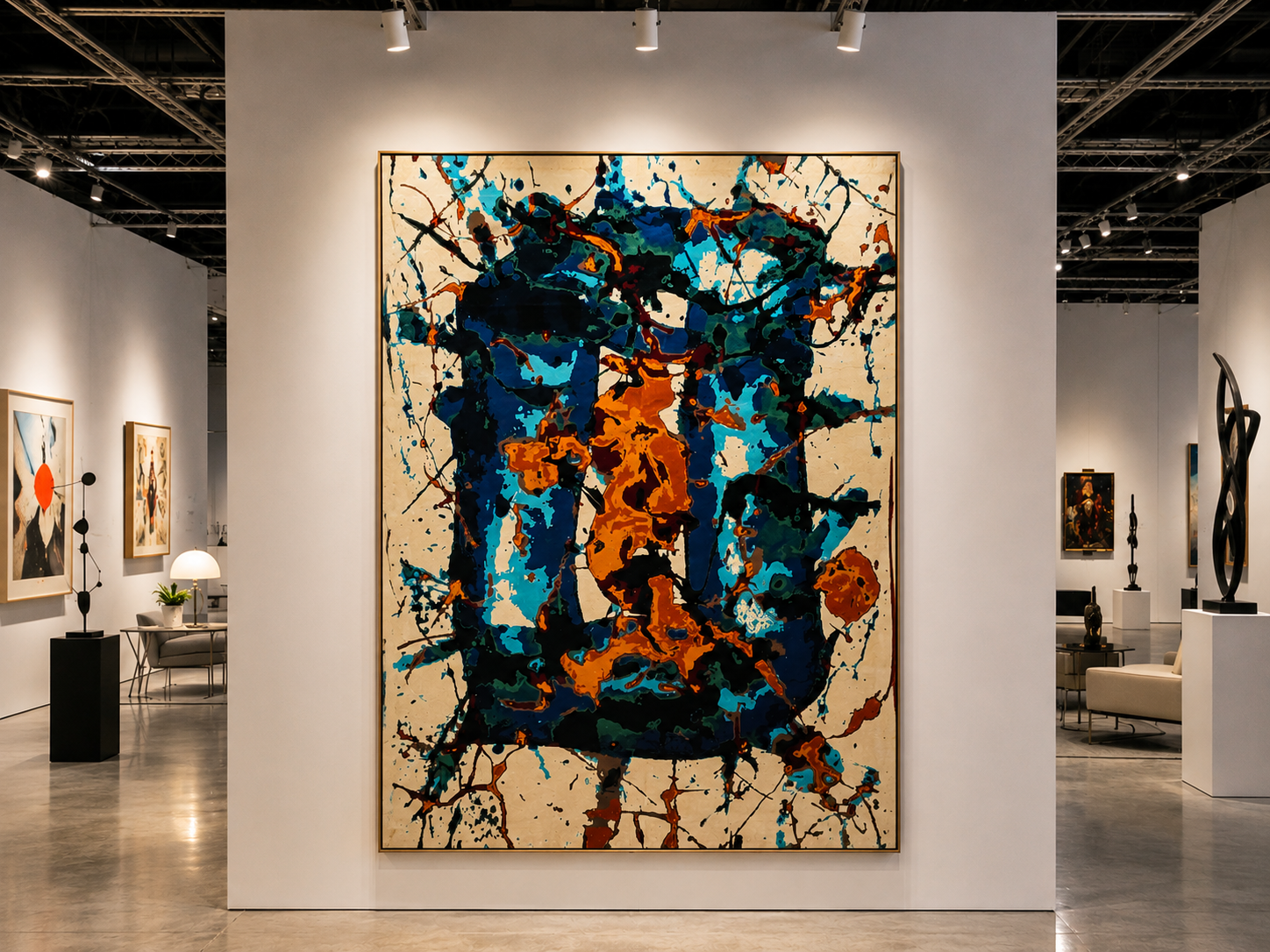 Tapis Sam Francis SF-312 pièce unique noué à la main en laine soyeuse sur coton dimensions 205 x 290 cm 81 x 114 in