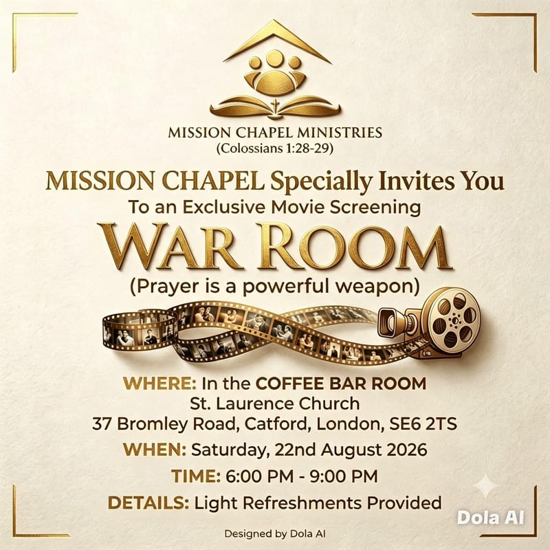 Mission Chapel Specially invites you to an Exclusive  Movie Screening "War Room" (Prayer is a powerful Weapon)