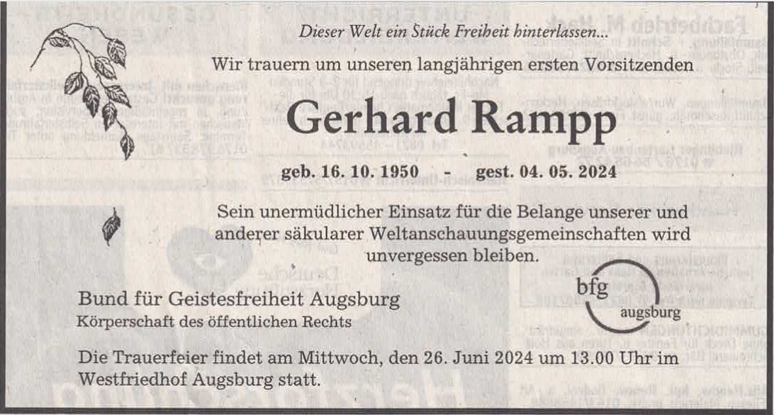 30.06. - Nachruf Gerhard Rampp