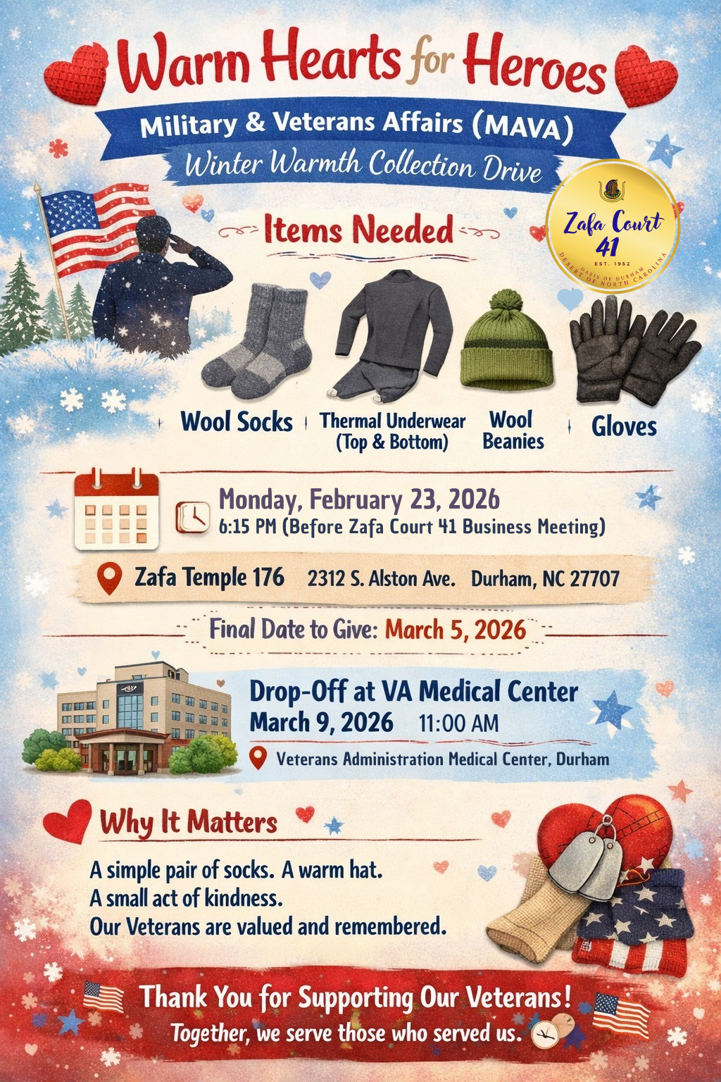 Warm Hearts for Heroes: Join the Winter Warmth Collection Drive for Our Veterans