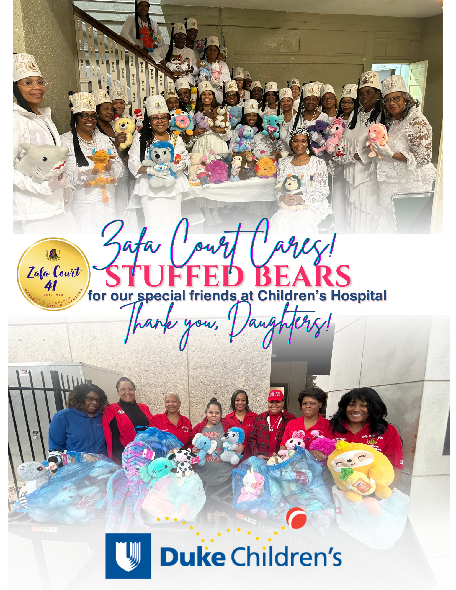 Stuffed Plushies Delivered to Patients at Duke Children's Hospital