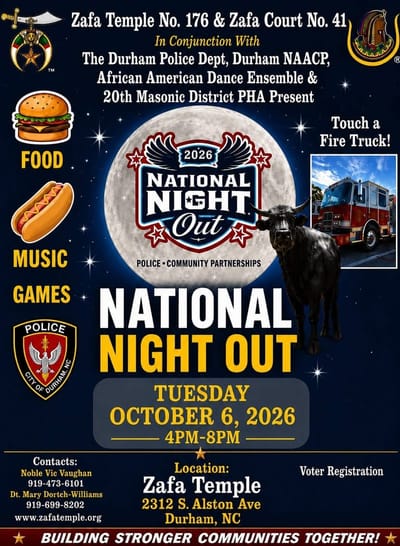 Join us Tonight at Zafa Temple #176 for National Night Out!