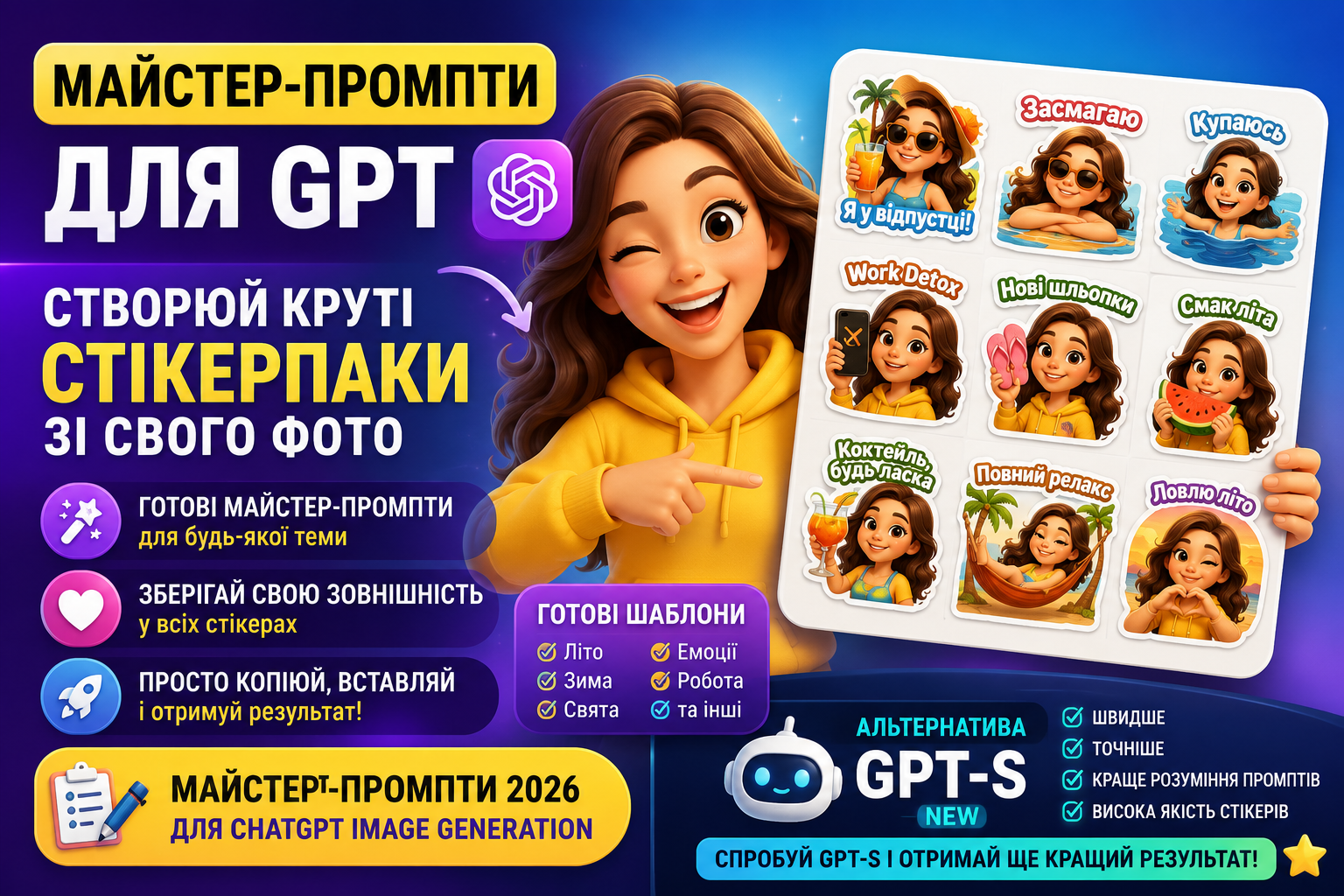 Як створити власний стікерпак у ChatGPT за 2 хвилини - універсальний майстер-промпт 2026