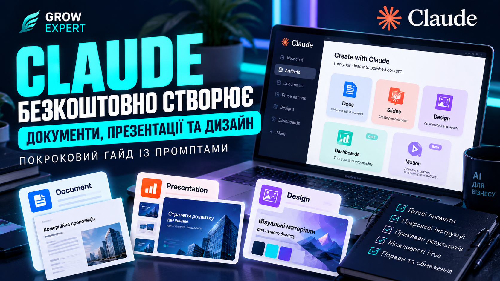Claude Free 2026: як безкоштовно створювати документи, презентації та дизайн