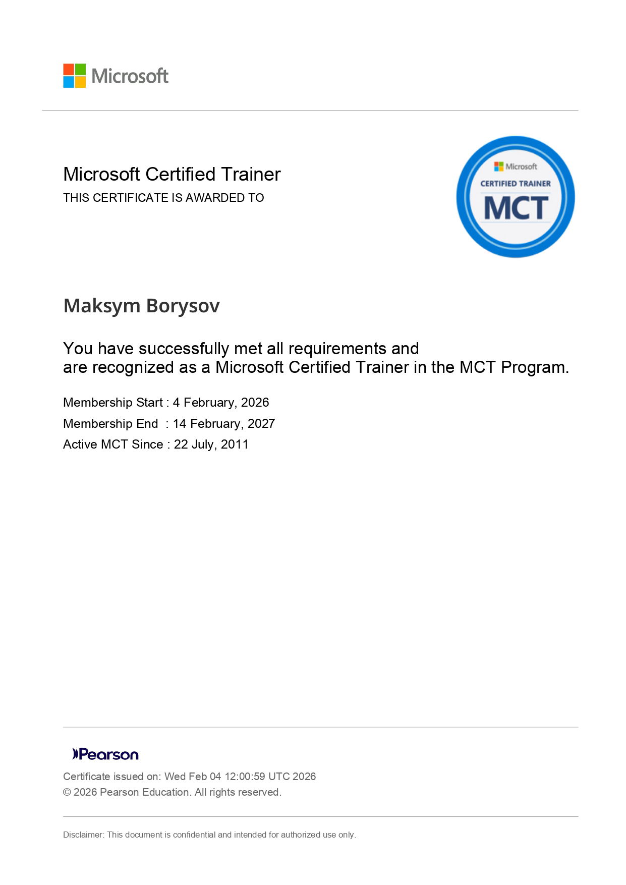 Microsoft Certified Trainer (MCT)