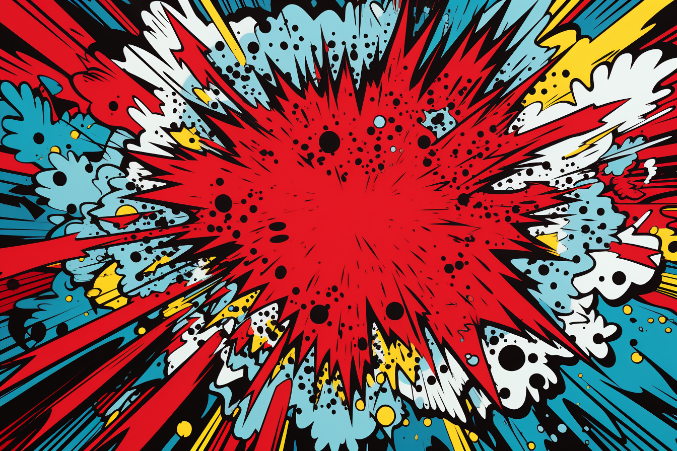 onomatopoeia, speech bubble, explosion, vibrant colors 