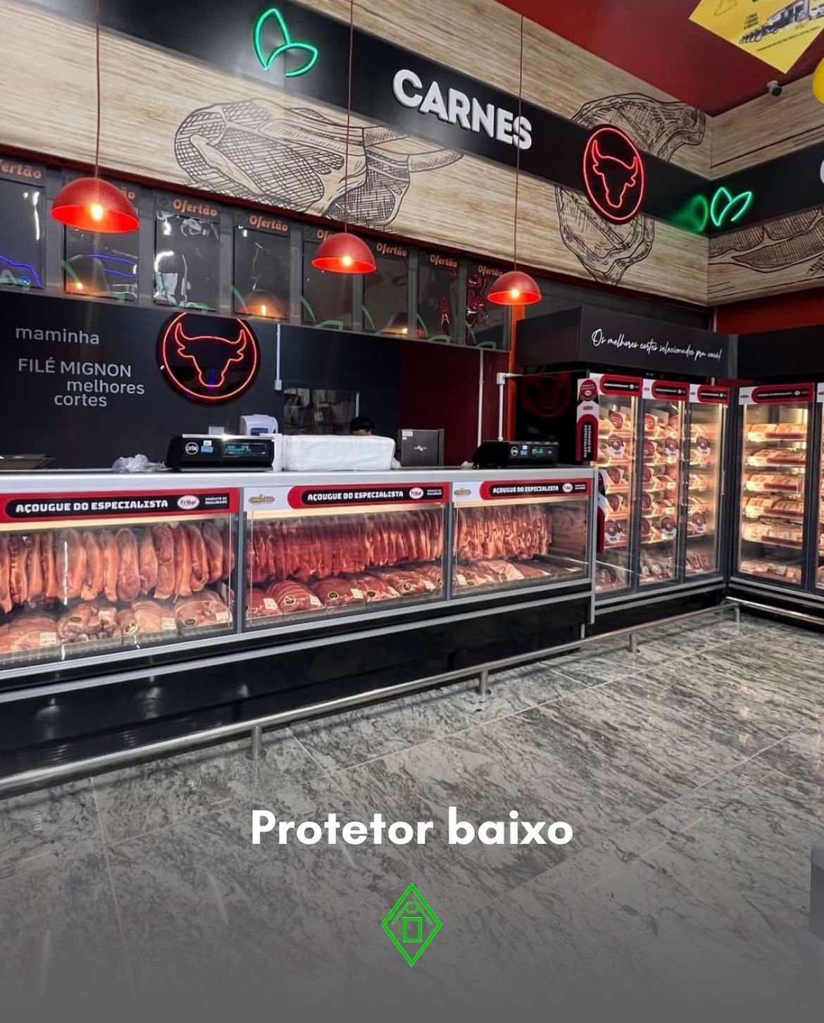 PROTETOR BAIXO PARA BALCÃO DE ATENDIMENTO CARNES
