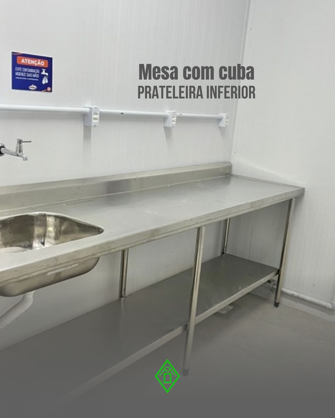MESA COM CUBA EM AÇO INOX