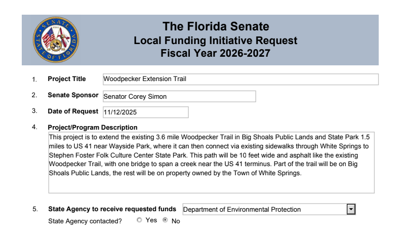 Senate Appropriations Project Request