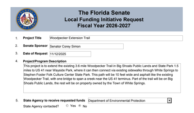 Senate Appropriations Project Request