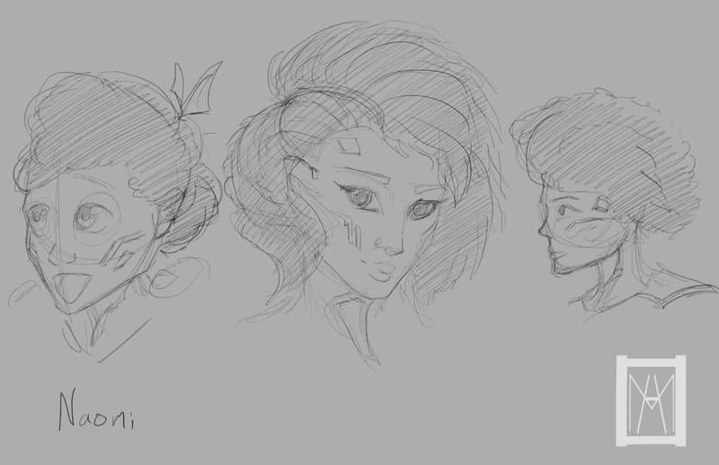 Character design for a personal series with a running title of 'Mako'