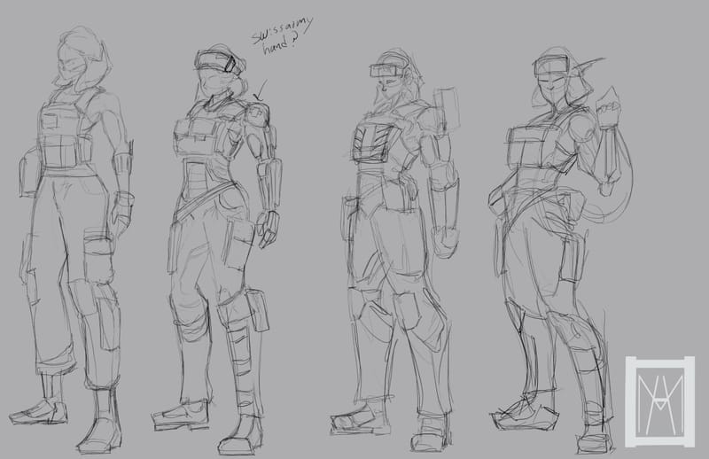 Character design for a personal series with a running title of 'Mako'