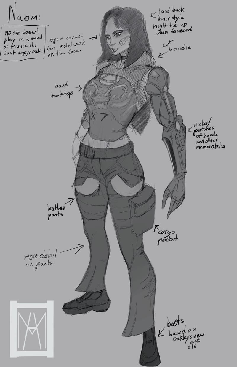 Character design for a personal series with a running title of 'Mako'