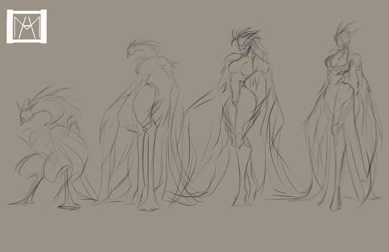 Character design for a personal series with a running title of 'Mako'