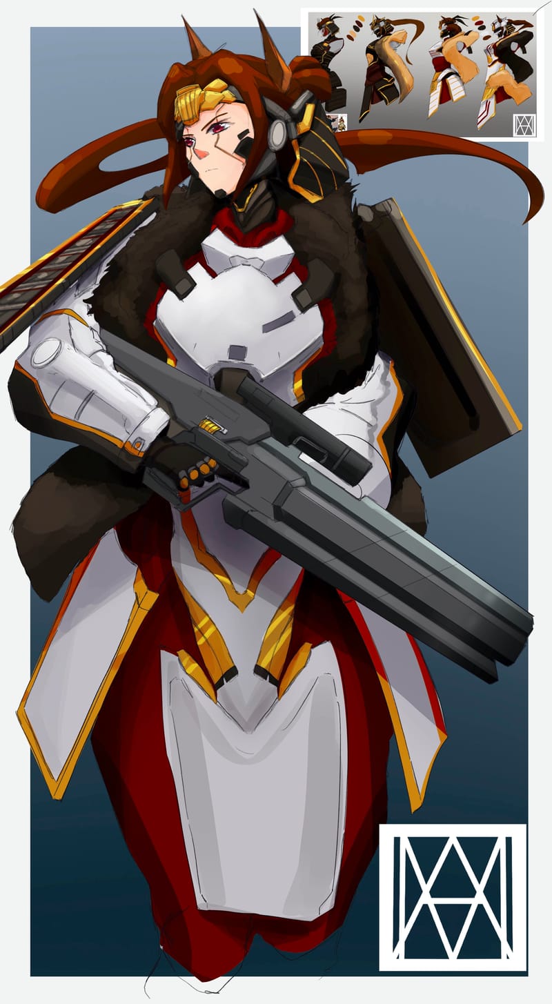 Character design for a personal series with a running title of 'Mako'