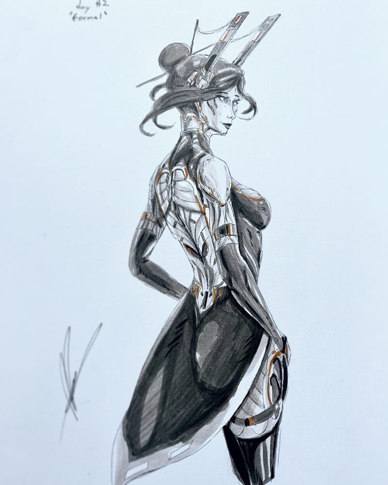 Character design for a personal series with a running title of 'Mako'