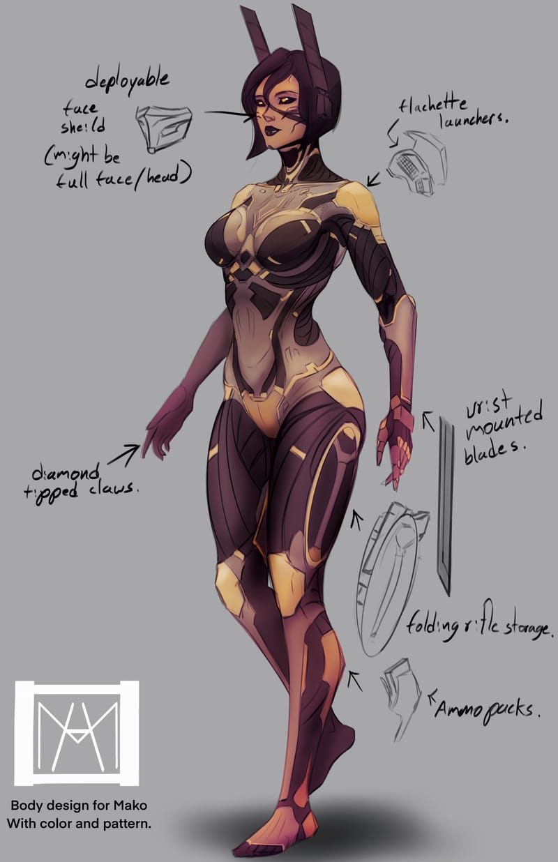 Character design for a personal series with a running title of 'Mako'