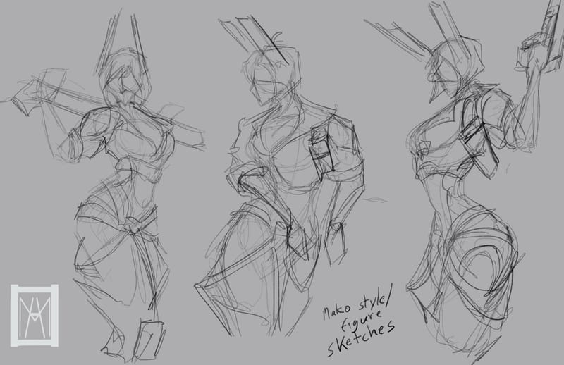 Character design for a personal series with a running title of 'Mako'