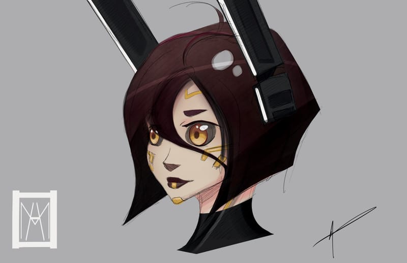 Character design for a personal series with a running title of 'Mako'