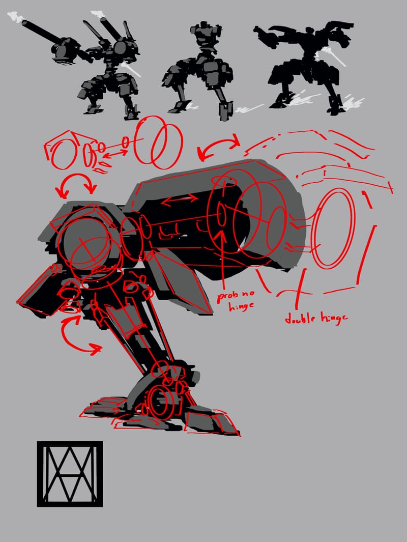 Designs and sketches made to try out any mech designs