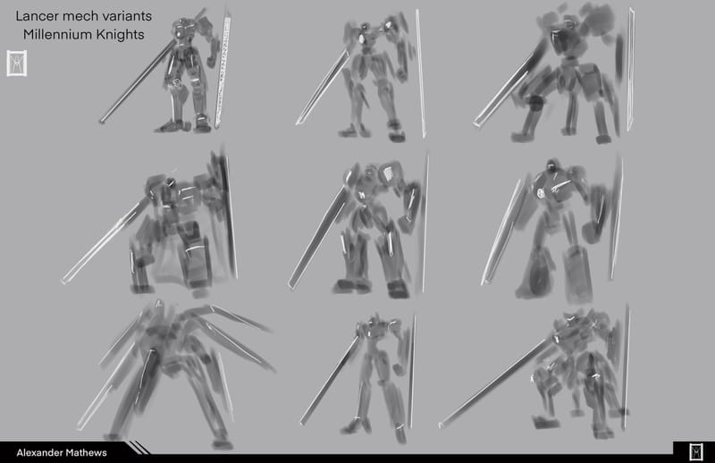Designs and sketches made to try out any mech designs