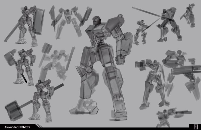 Designs and sketches made to try out any mech designs