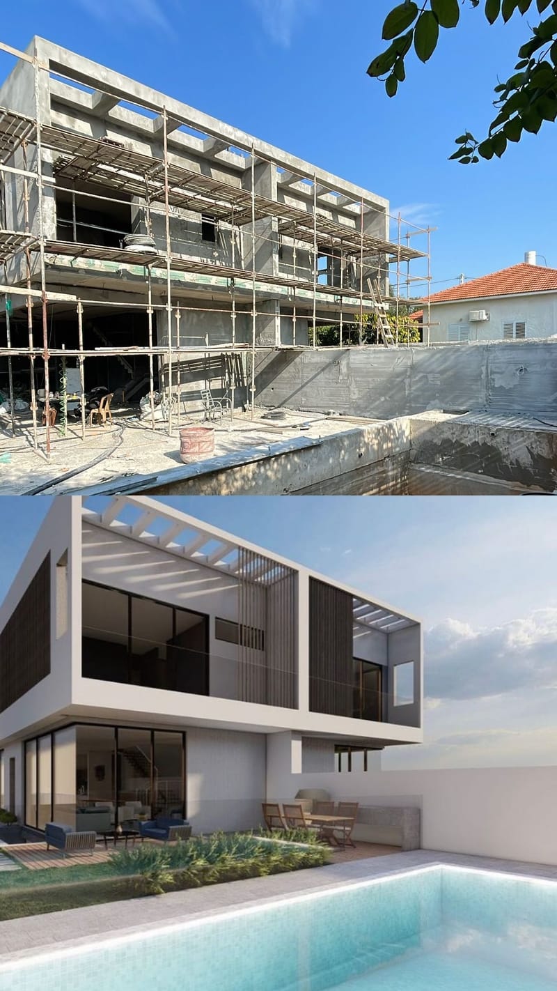 בית דו משפחתי מודרני עם בריכה -כפר יונה