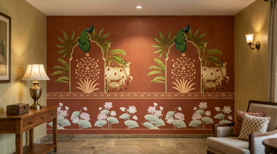 Reading a Pooja Room Wall: What the Cows, Lotus and Peacock Are Actually Telling You