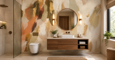 Bathroom Wallpaper for a Hotel Style Makeover Without Retiling