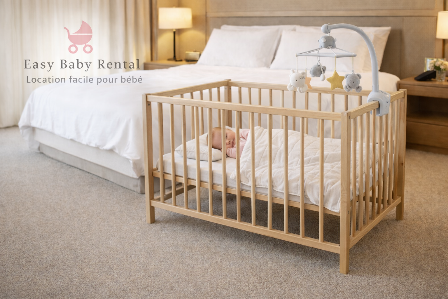 Lit en bois à barreau pliant